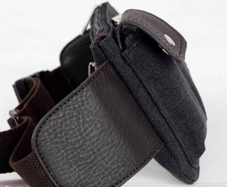 กระเป๋าวินเทจ คาดเอว คาดอก 2 ช่อง แต่งซิบโค้ง ผ้าใบ สีกากี เขียว