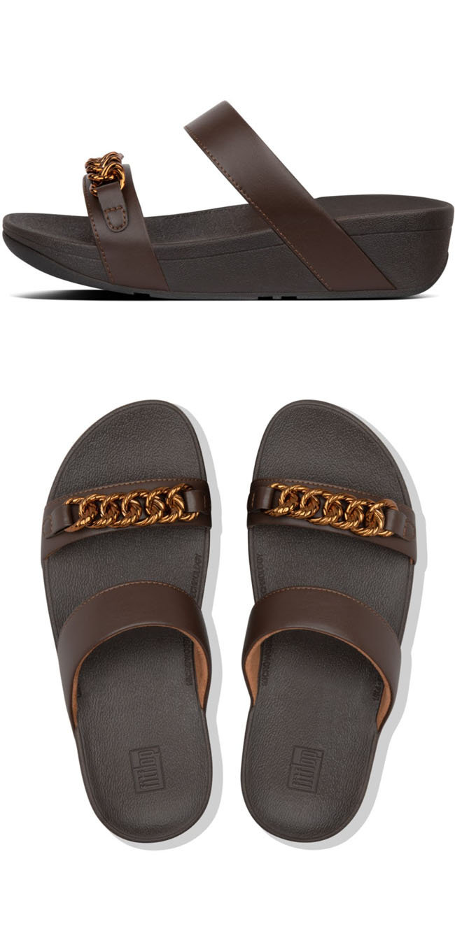 Fitflop Lottie Chain Slide Chocolate Brown ของแท้ นำเข้าจาก USA และ UK