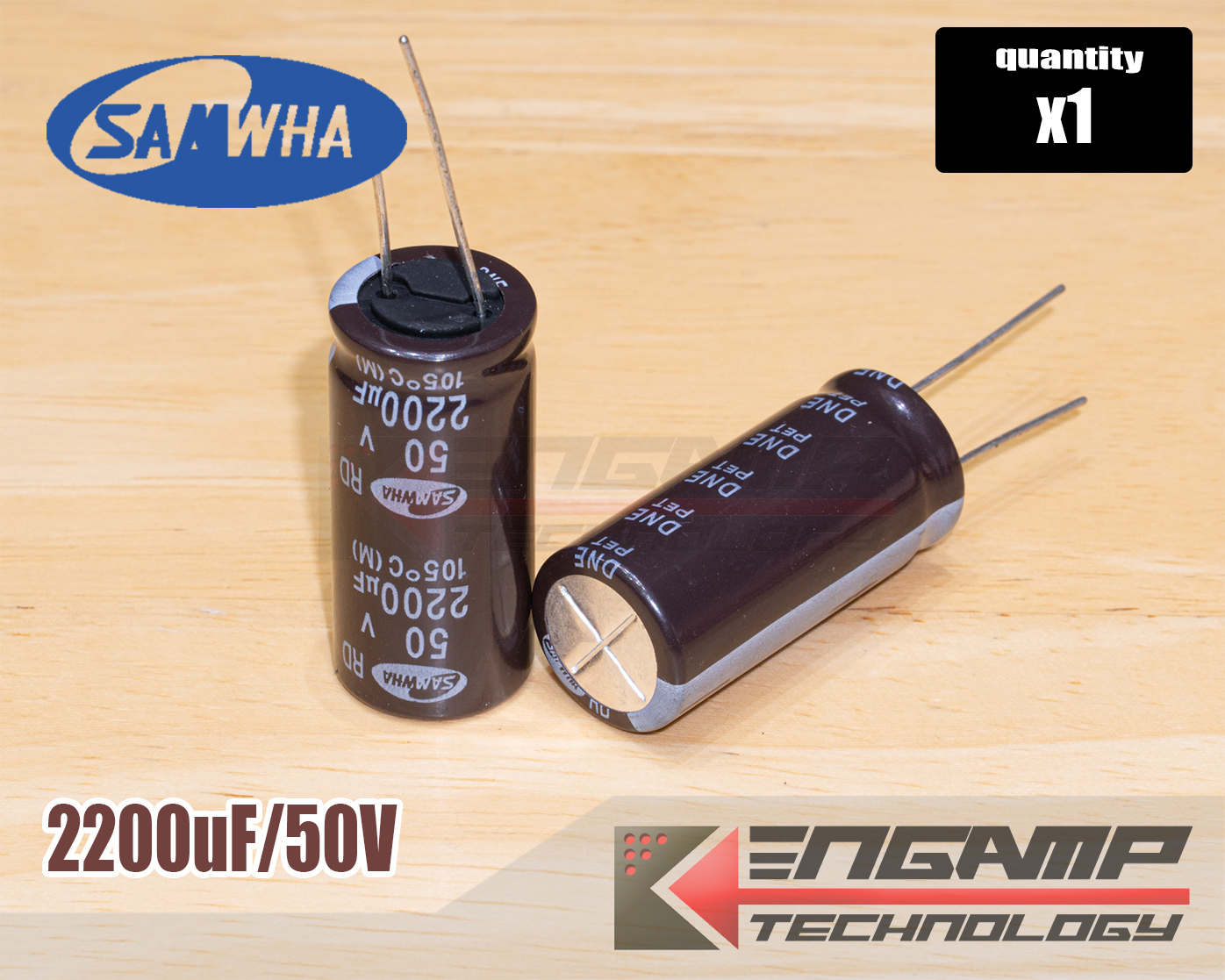 (1ตัว) [E-CAP] 2200uF/50V 105 C SAMWHA DNE 16x35mm P=7.5mm