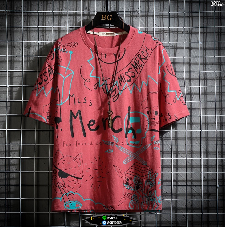 เสื้อยืดลาย Graphics สวยมาก สีแดง