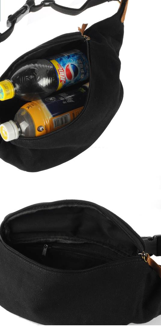 กระเป๋าแนวๆวินเทจ คาดอก คาดเอว กระเป๋ามือถือ กระเป๋าipad 2 ช่อง2ซิบ ผ้าใบ สีดำ เทา