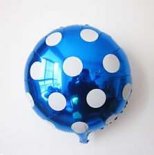 ลูกโป่งฟลอย์ทรงกลม Polk Dot สีฟ้า ไซส์ 18 นิ้ว - Round Shape Balloon Polka Dot Blue Color 18" / Item No. TL-G033