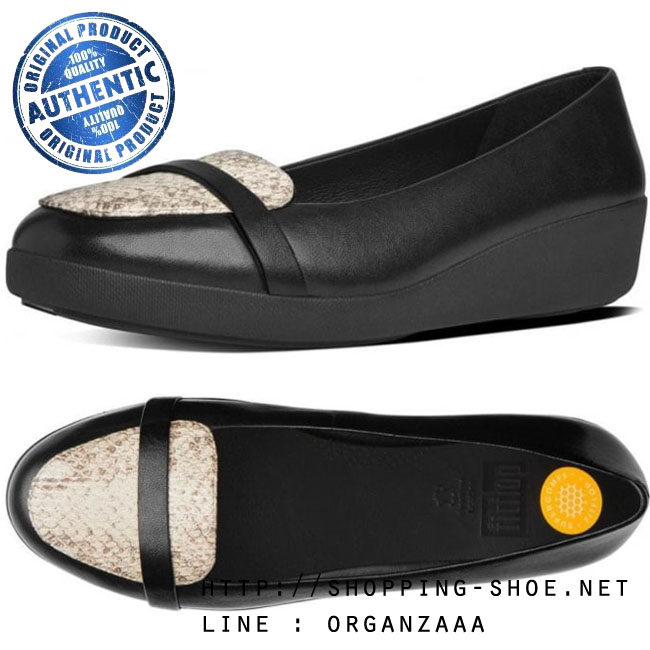 Fitflop F-Pop Loafer Leather Black Lizard ของแท้ นำเข้าจาก USA และ UK