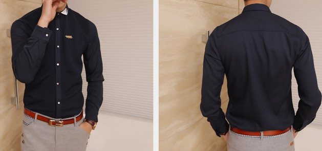 เสื้อเชิ้ตแขนยาว แจ็กการด หูกระต่าย No.35 39 สีน้ำเงินกรม