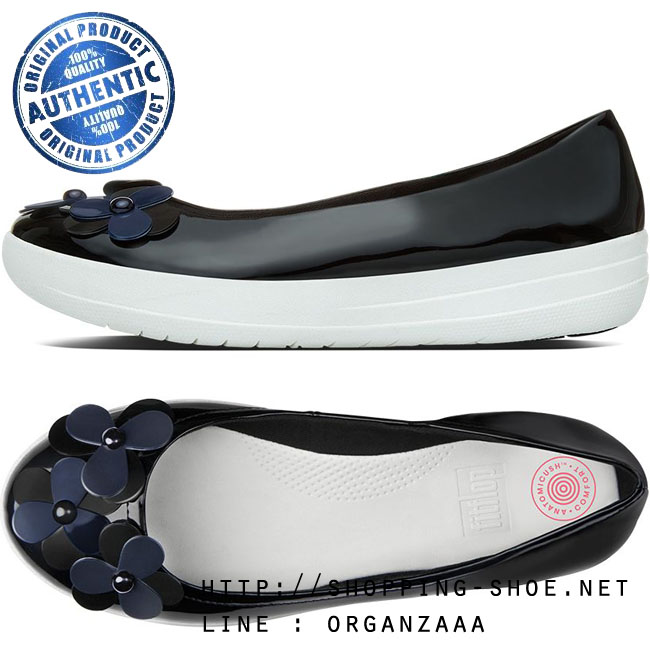 Fitflop F-Sporty Ballerina Patent Flower Black ของแท้ นำเข้าจาก USA และ UK