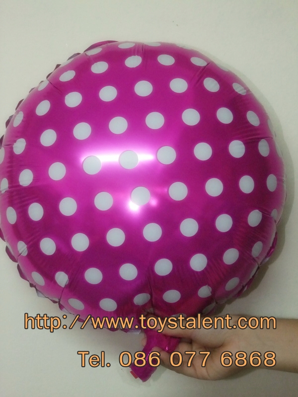 ลูกโป่งฟลอย์ทรงกลม Polk Dot จุดเล็กสีชมพูเข้มไซส์ 18 นิ้ว - Round Shape Balloon Small Polka Dot Deep Pink18" / Item No. TL-G034
