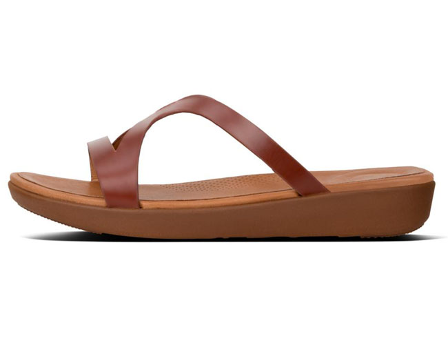 Fitflop Strata Leather Slide Sandal Cognac ของแท้ นำเข้าจาก USA และ UK