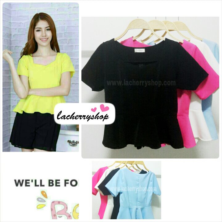เสื้อแฟชั่น เสื้อทำงาน ผ้าฮานาโกะ สีดำ ดีไซน์สวยเรียบหรู สินค้าคุณภาพ ราคาไม่แพง