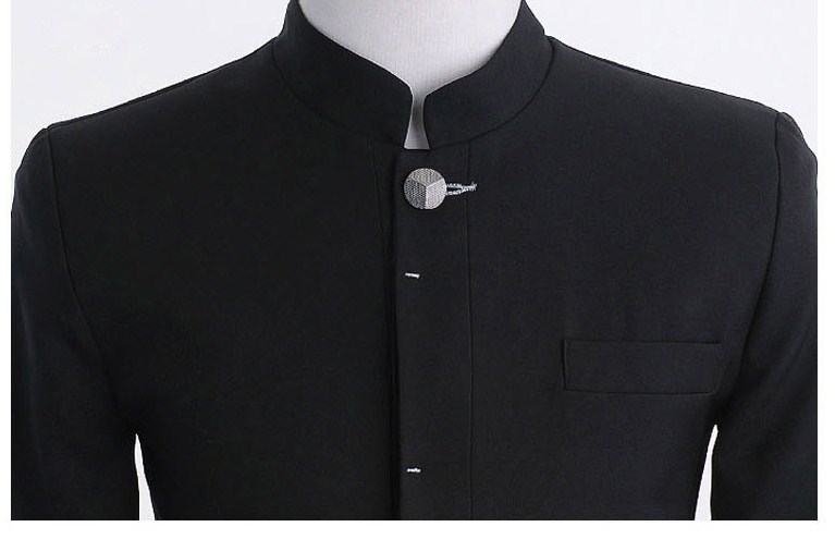 เสื้อสูทเข้ารูป คอจีน แฟชั่น กระดุมเงิน สไตล์ น.ร. ญี่ปุ่น Size No.34 36 38 40 42 44 ดำ