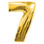 ลูกโป่งฟอยล์รูปตัวเลข 7 สีทอง ไซส์เล็ก 14 นิ้ว - Number 7 Shape Foil Balloon Size 14" Gold Color