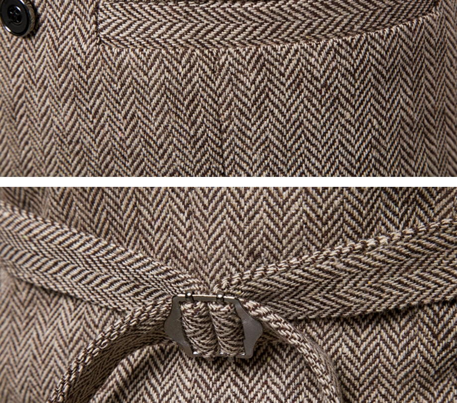 เสื้อกั๊กกระดุมคู่ ชาย สไตล์อังกฤษ22 แฟชั่นวินเทจ กระดุมคู่4 8เม็ด No.37-39-41 43 สีน้ำตาล เทา ดำ