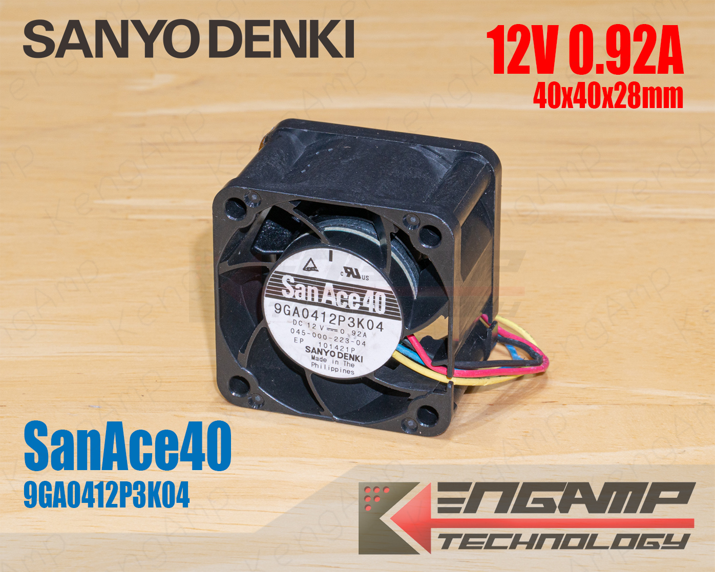 (1ตัว) [FAN] SANYO 9GA0412P3K04 พัดลม 12V 0.92A 4สาย ขนาด 40x40x28mm สินค้ามือสองสภาพสวย