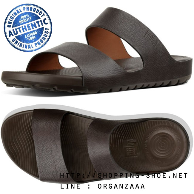 Fitflop Men's Lido Double Slide Chocolate Brown ของแท้ นำเข้าจาก USA และ UK