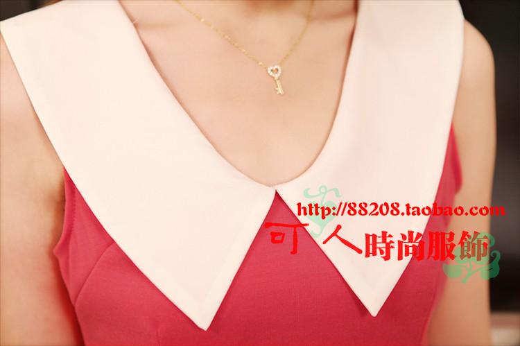 SALE//SALE (ส่งฟรี) ชุดเดรส สไตล์เกาหลี สีชมพูโรส คอปกสีขาว มีซิปด้านข้าง เข้ารูปทรงสวยมากค่ะ