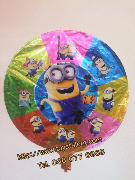 ลูกโป่งฟลอย์ ทรงกลมลายการ์ตูน Minion สองตา - Minion Two Eye round Shape Foil Balloon / Item No.TL-A053