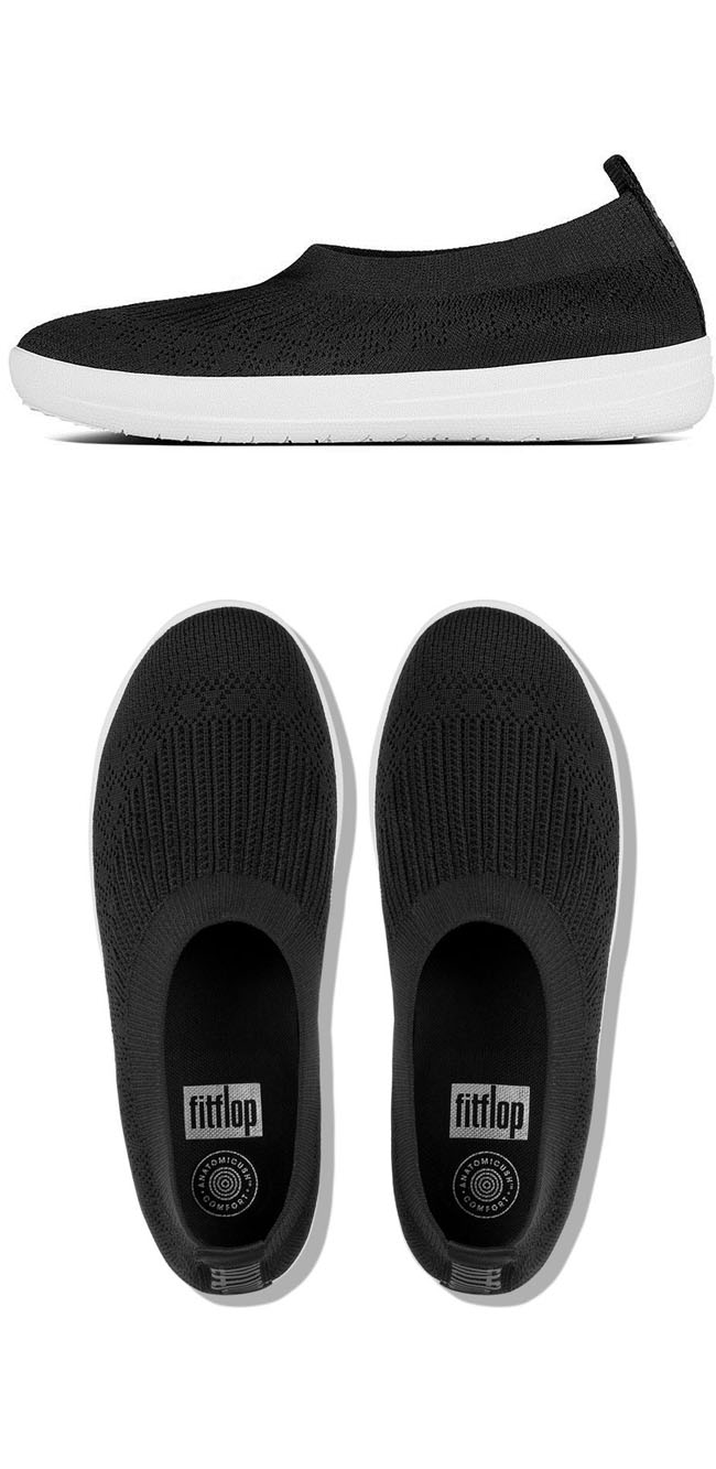Fitflop Uberknit Slip On Ballet Flat Black ของแท้ นำเข้าจาก USA และ UK