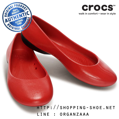 Women's Crocs Wiona Patent Flat - Red/Black ของแท้ Outlet ไทยและอเมริกา