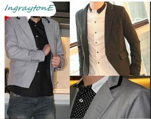 เล็กไม่สูง!!เสื้อสูทแขนและเสื้อสั้น สลิมฟิต ตัวสั้น ปกคลิบดำ Size No.36 (ดำ)