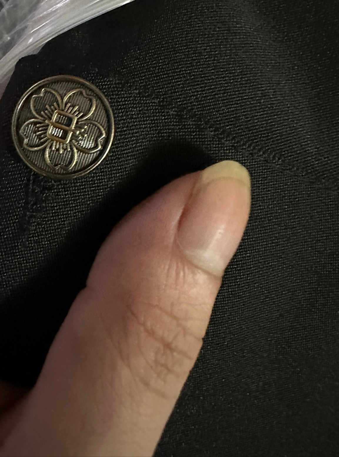 เสื้อสูทนร ญี่ปุ่น คอจีน คอสเพลย์ กระดุมทองรมดำ คอกุ๊นขอบขาว Size No 34 36 38-40 42 44ดำ