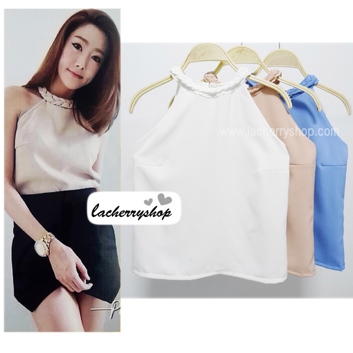 เสื้อแฟชั่น เสื้อทำงาน ผ้าฮานาโกะ สีขาว คอถักเปียน่ารักๆ เนื้อผ้านิ่ม อยู่ทรง ไม่ยับง่าย ใส่สบาย สินค้าคุณภาพ ราคาไม่แพง สำเนา
