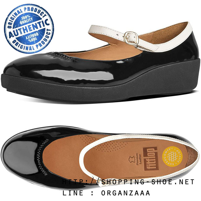 Fitflop F-Pop Mary Jane Patent Black / White ของแท้ นำเข้าจาก USA และ UK