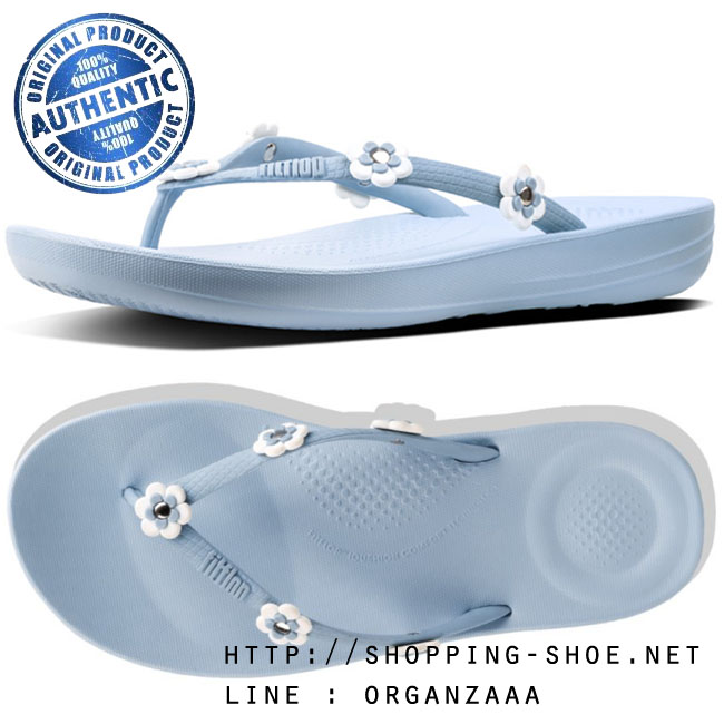 Fitflop Iqushion Super Ergonomic Flip Flop Flower Stud Powder Blue ของแท้ นำเข้าจาก USA และ UK