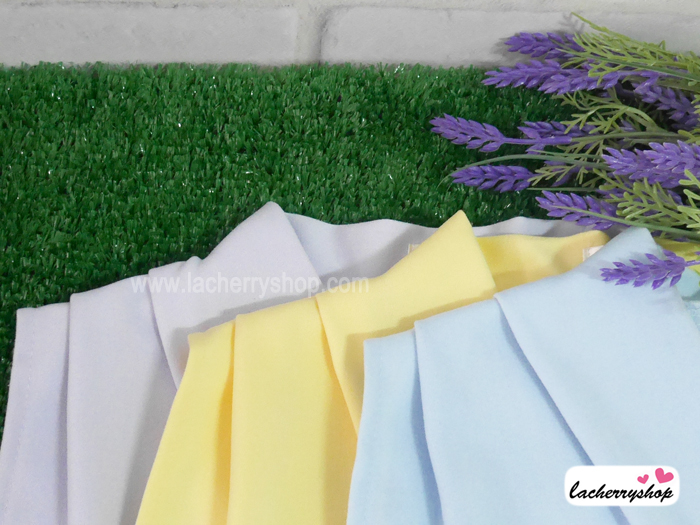 เสื้อผ้าแฟชั่น เสื้อทำงาน ผ้าฮานาโกะ สีฟ้าอ่อน แขนกุด จับจีบช่วงไหล่แต่งทรง สวยเรียบหรู ใส่ได้ทุกโอกาส