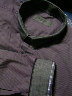 งานเนี๊ยบ!! เสื้อเชิ้ตแขนยาว เสื้อคอปกเล็ก ทรงฟิต ปกเล็ก สไตล์อังกฤษ BT No.40(แดงอมเทา)