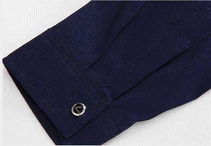 ดีไซน์พิเศษ!!เสื้อเชิ้ตแขนยาว ปกเล็ก แฟชั่นแต่งเทปบ่าแขน สีขาว น้ำเงิน No.34