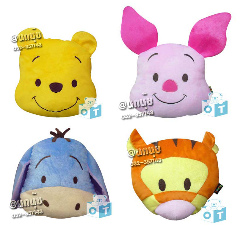 หมอนอิง หมีพู,พิกเลท,อียอร์,ทิกเกอร์ ผ้า1ซี ขนาด12"