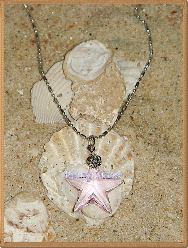สร้อยคอห้อยจี้คริสตัลรูปดาว สีชมพู