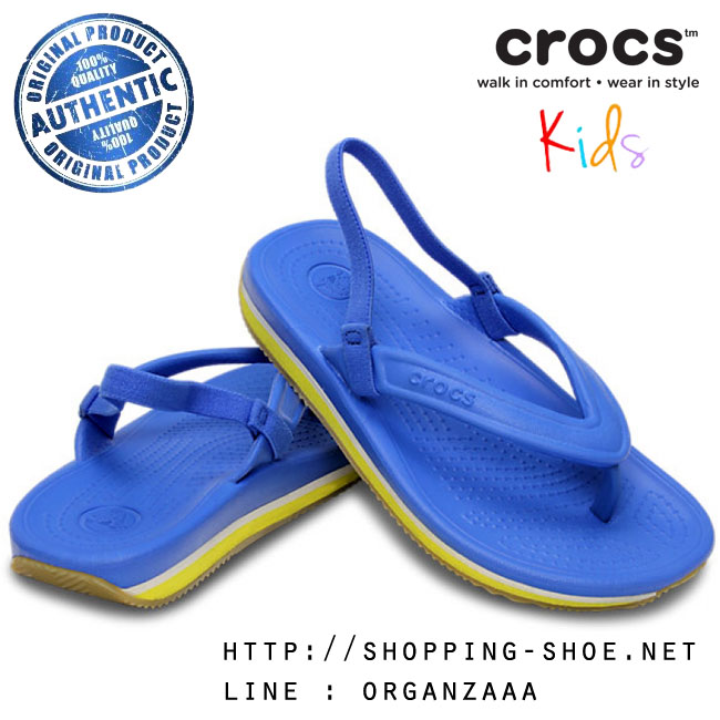 Crocs Retro Flip Flop Kids - Varsity Blue / Burst ของแท้ Outlet ไทยและอเมริกา