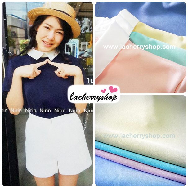 เสื้อแฟชั่น เสื้อทำงาน ผ้าฮานาโกะ สีเหลือง พาสเทล สดใส คอปกเก๋ๆ แบบยอดนิยม สินค้าคุณภาพ ราคาไม่แพง