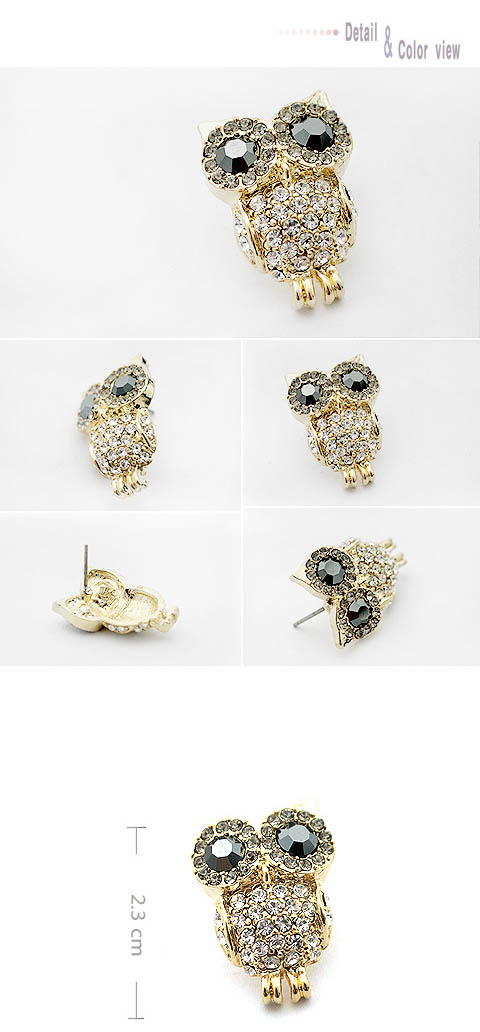 ต่างหูเงินนกฮูกน้อย ประดับเพชรหรูๆ