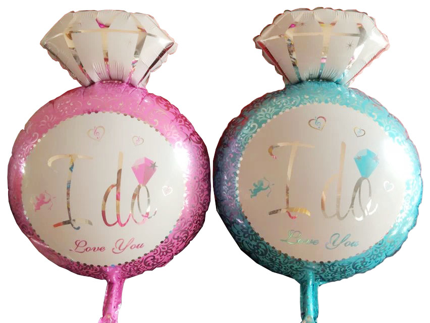 ลูกโป่งฟลอย์ แหวน I Do I Love You มี 2 สีชมพูและฟ้า กรุณาระบุตอนสั่งซื้อ- I Do I Love You Dimond Foil Balloon / Item No. TL-E038