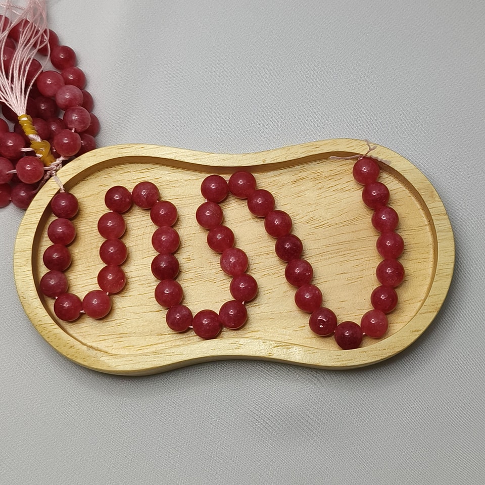 หินสตอเบอรี่ควอตซ์ หินรักแท้ เสริมพลังรัก มีความสุข ฟื้นฟูความเหนื่อยล้า ยาว 37 ซม. 8 มิล (50 เม็ด)