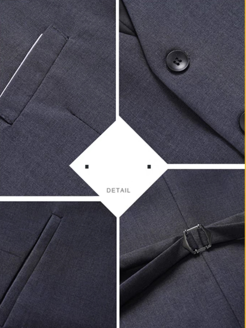 เสื้อกั๊กสูท 4เม็ด XS-Plus Size แบบคลิบขาว แบบสีล้วน Size No.32 34 36 38 40 42 44 46 47 สีดำ น้ำเงิน เทา