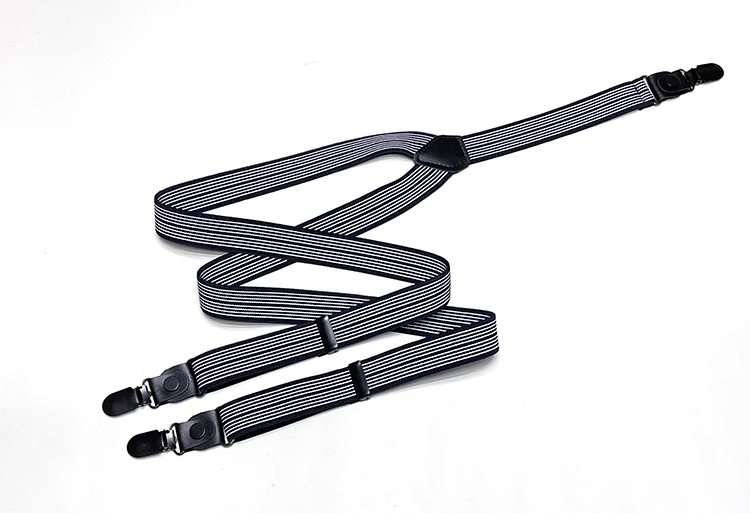 สายรัดกางเกงเอี๊ยม วินเทจ คลิบแน่นหัว ดำ กว้าง 2.5cm แบบ Y ยืดหยุ่น สีน้ำตาล ลายกรม แดง