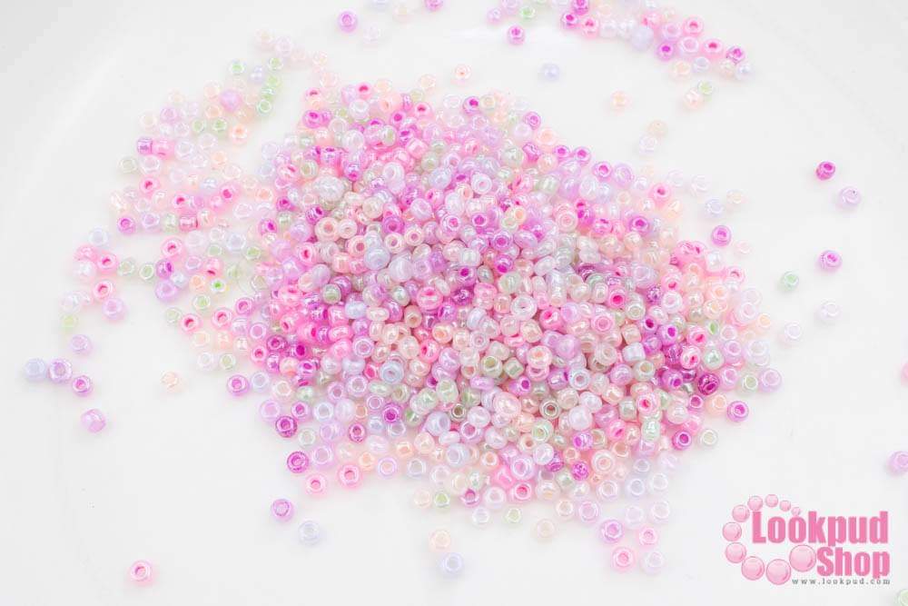 ลูกปัดจีน กลม คละสีเหลือบมุก 2มิล #S (1ถุง/450กรัม)