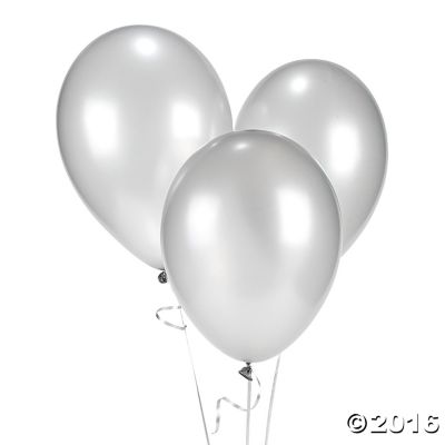 ลูกโป่งกลมเนื้อแมททัลลิก สีเงิน ไซส์ 10 นิ้ว แพ็คละ 10 ใบ (Round Balloon Size 10" - Shimmer Silver Color)