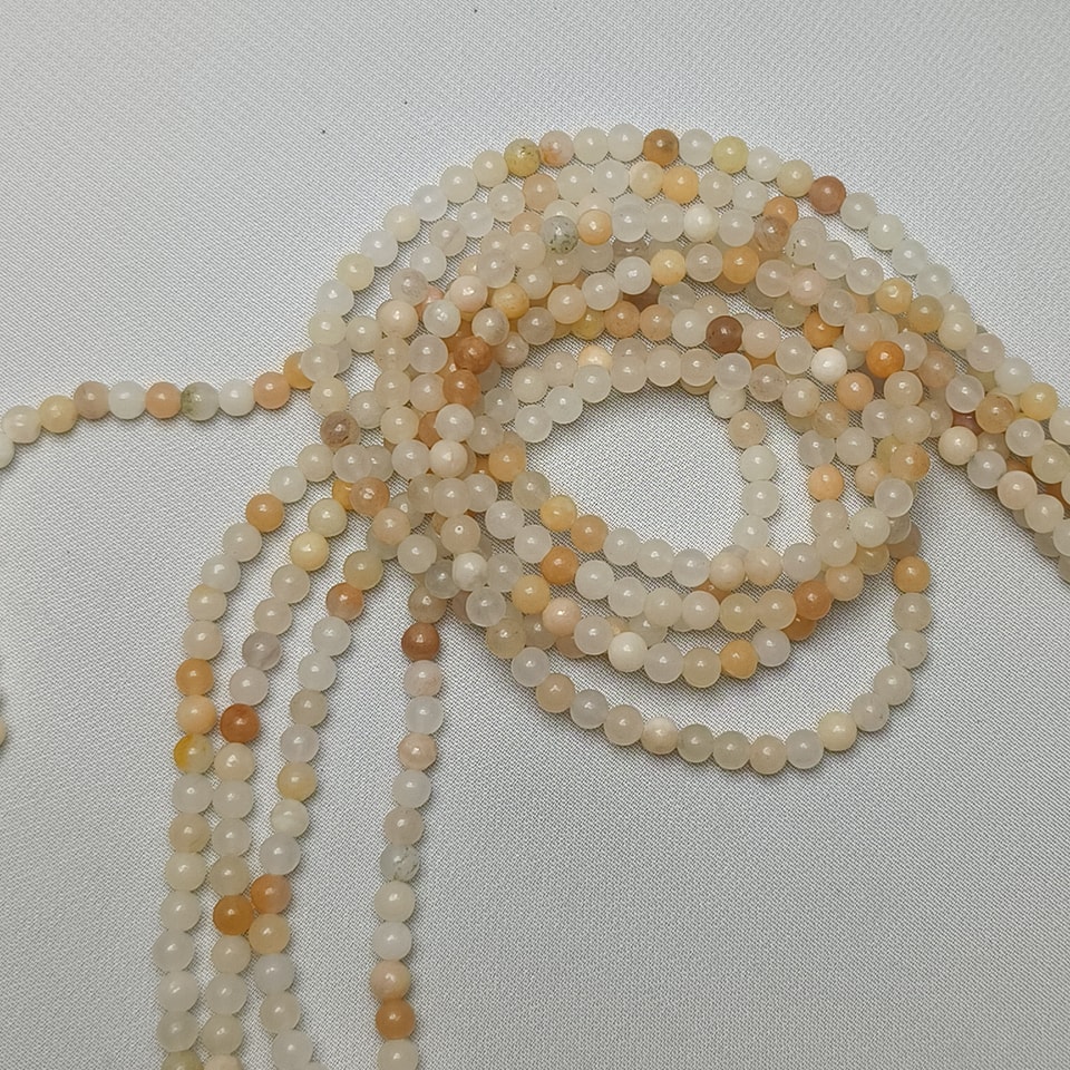 หินมูนสโตนสามสี - หินพลังจันทรา ชัยชนะ ความรัก อ่อนโยน ยาว 37 ซม. 4 มิล (98 เม็ด)