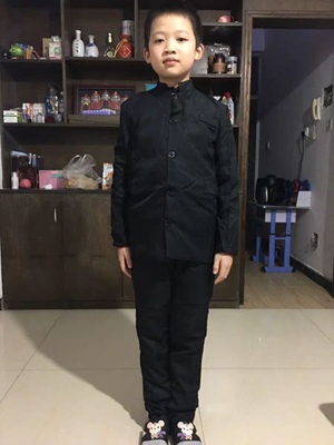 ชุดเสื้อ กางเกงพร้อมหมวก คอจีนกระดุมผ่า สีขาว ดำSize No สูง110 120 130 140 150 160 170 180