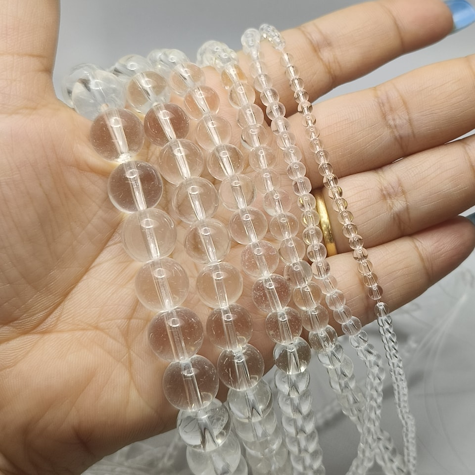 หินควอตซ์ใส หินฟื้นฟูพลัง - เป็นที่ยอมรับ งดงาม พละกำลัง ยาว 37 ซม. - 12 มิล (34 เม็ด)