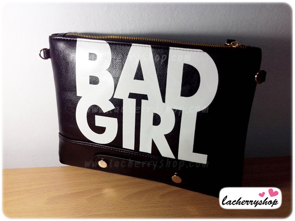 กระเป๋าแฟชั่น BAD GIRL สีดำ หนัง PU ใส่ IPAD ได้ มีสายสะพาย ((โปรโมชั่นส่งฟรี))