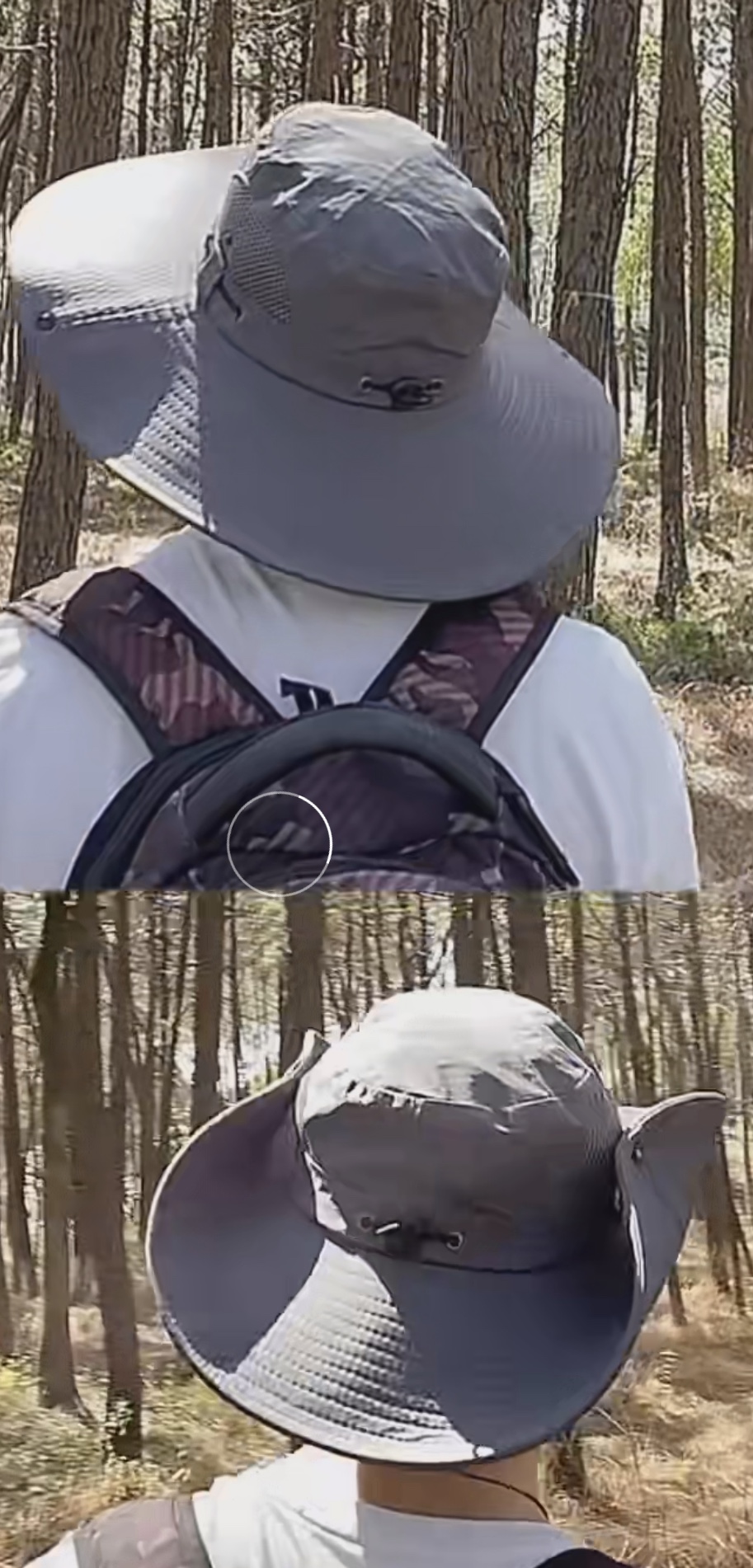 หมวกผ้าร่มปีกกว้าง กันแดด กันน้ำ +หมวกแก๊บมีปีก+ผ้าคลุมหน้า ทูโทน พับเก็บ foldable สีเทา ดำ น้ำเงิน น้ำตาล ครีม