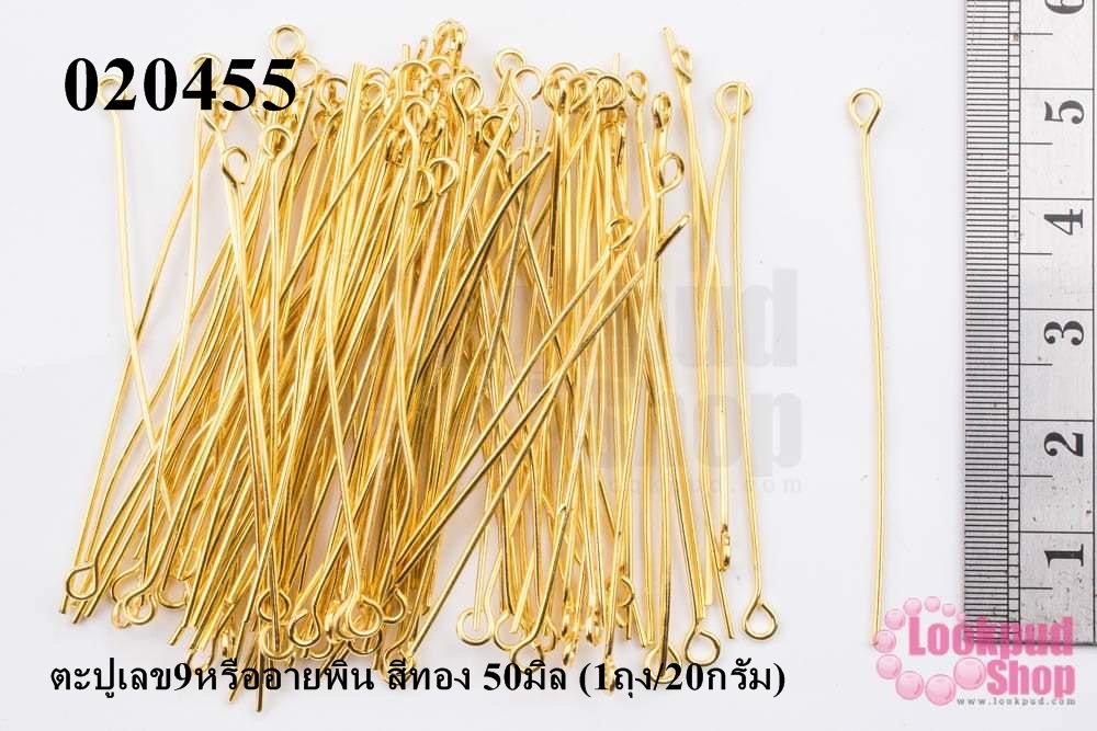 ตะปูเลข9หรืออายพิน สีทอง 50มิล (1ถุง/20กรัม)
