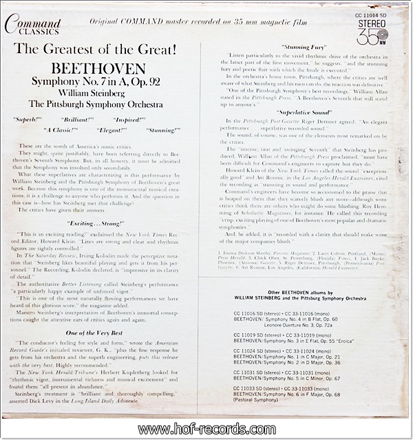 Beethoven - Symphony No.7 In A ,Op.92 (USA) 1Lp VG++