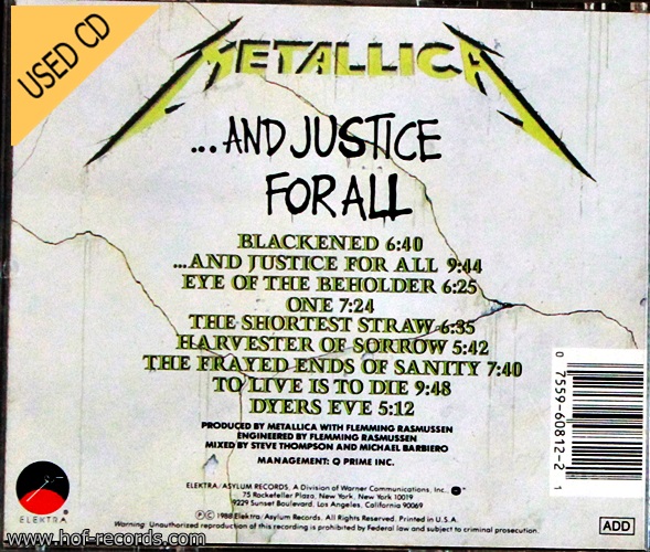 Used CD Metallica - And Justice For All
