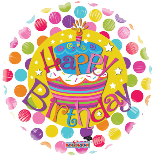 ลูกโป่งฟลอย์ Happy Birthday สีขาวลายเค้ก - Happy Birthday cake design / Item No. TL-D007
