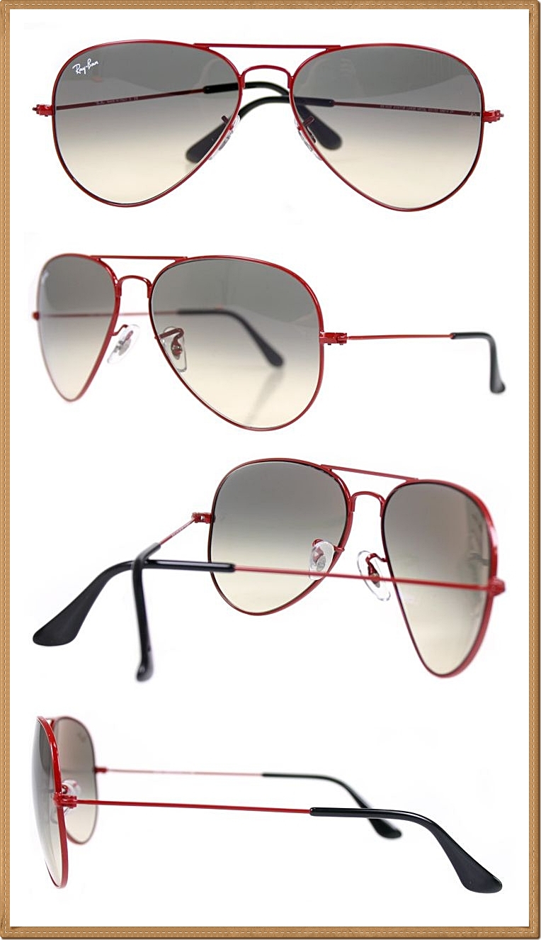 RB3025 (031/32) กรอบสีแดง เลนส์ไล่สีเทาดำ